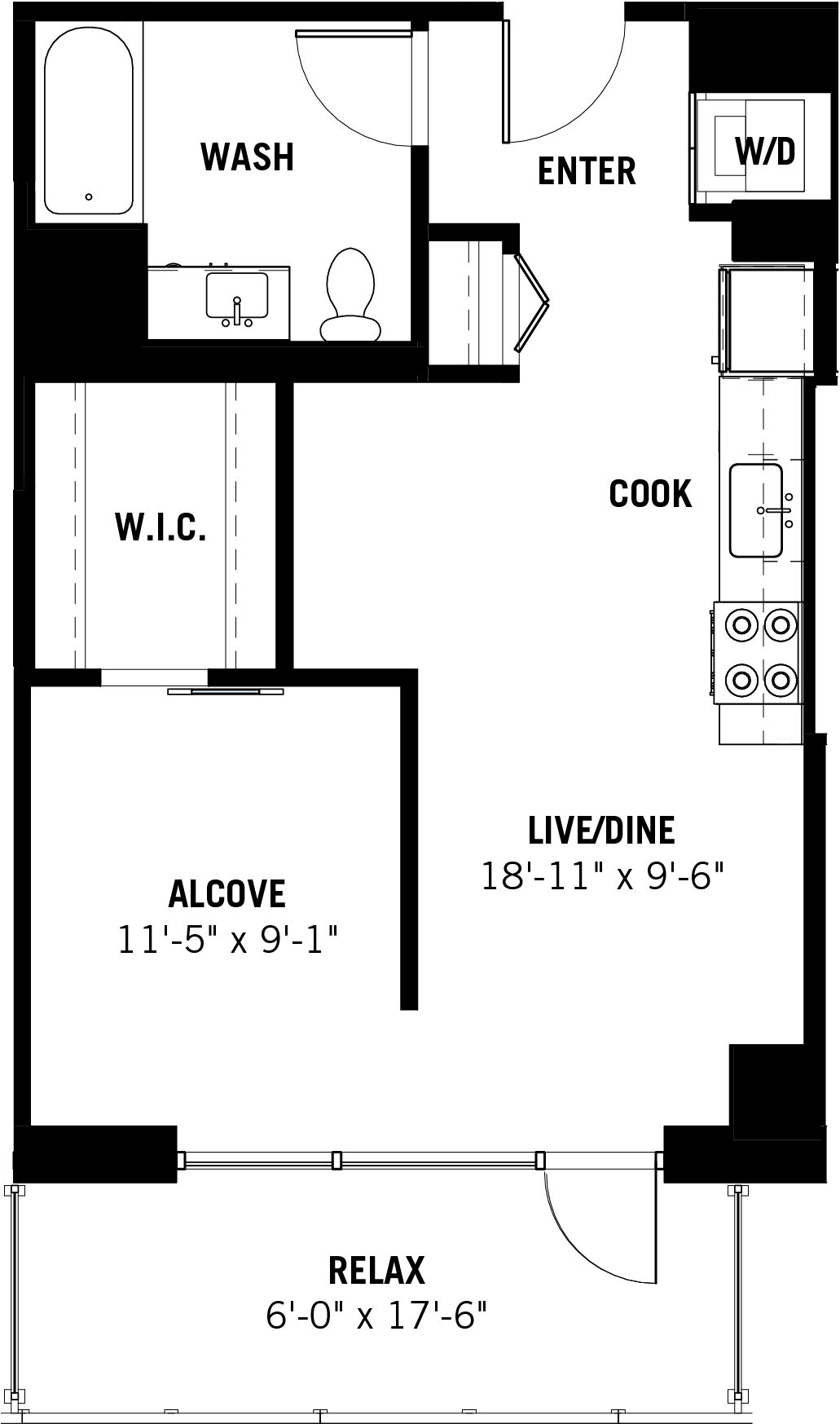 Convertible with Alcove Floor Plan for Apartment 03