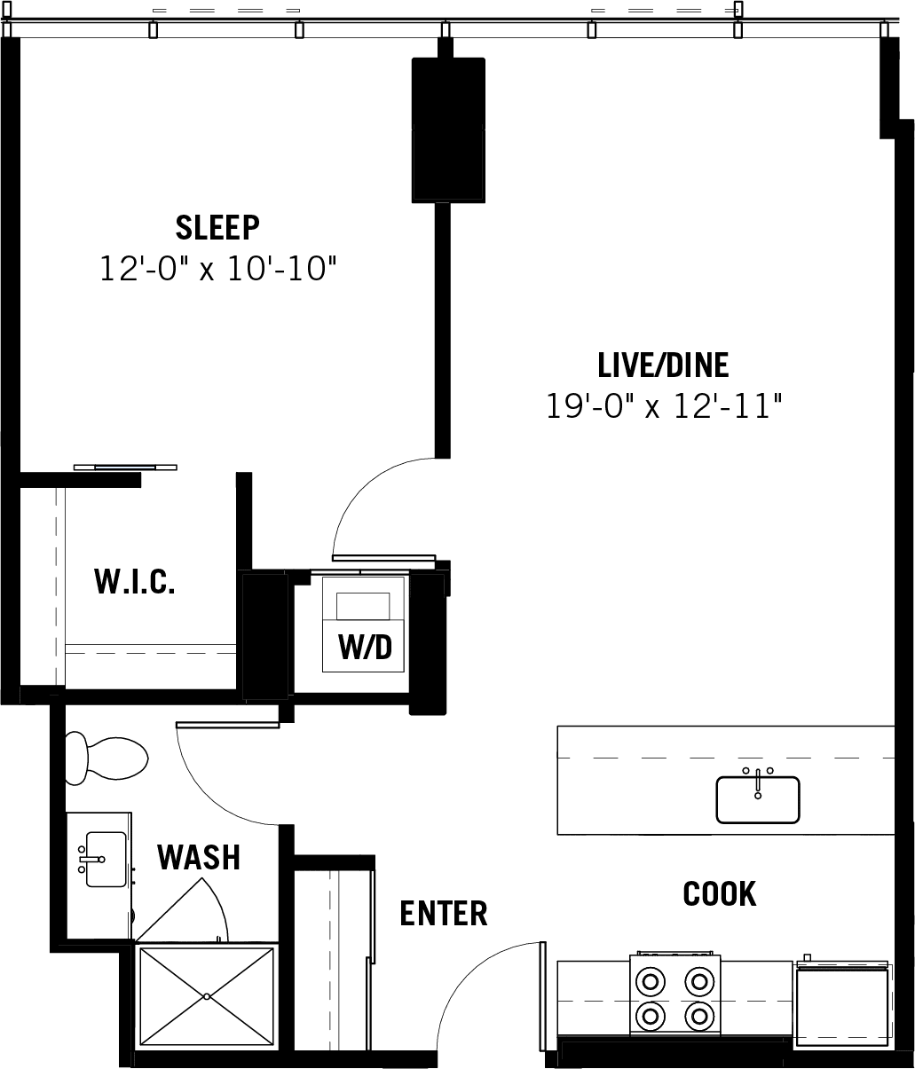 One Bed One Bath for Apartment 04