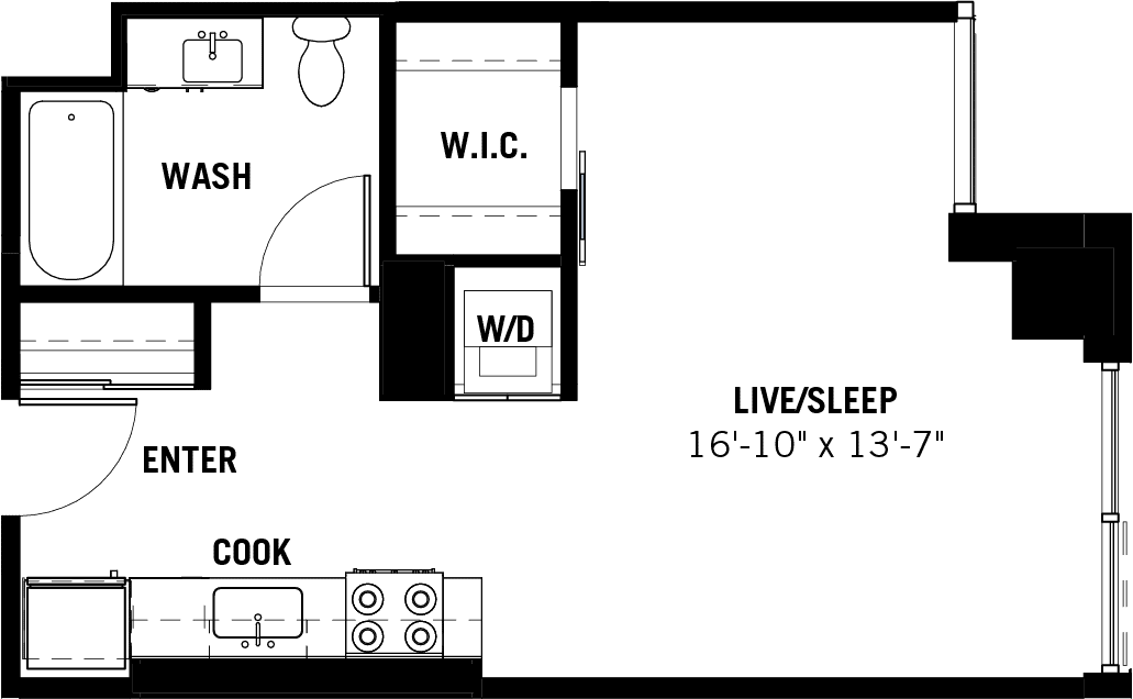 Studio Floor Plan for Apartment 11