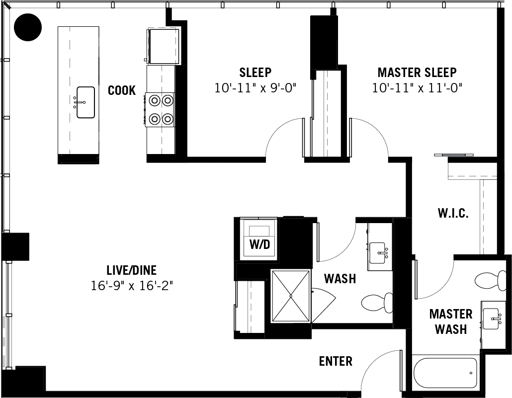 Apartment 02 Two Bed Two Bath Floor Plan
