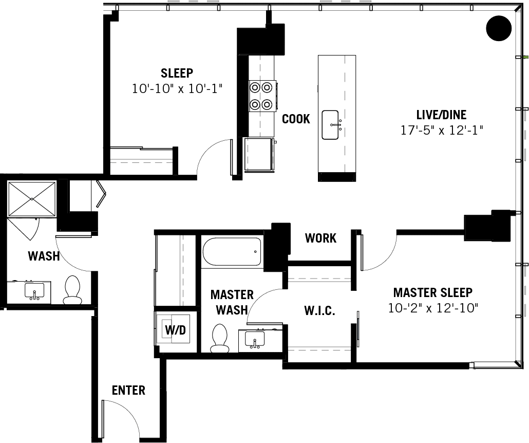 Apartment 10 Two Bed Two Bath Floor Plan
