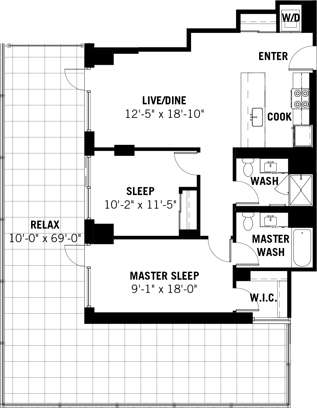 Apartment 415 2 Bed 2 Bath Floor Plan